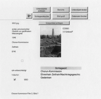 Datenblatt der Fotodatenbank in der Gedenkstätte Ehrenhain Zeithain 