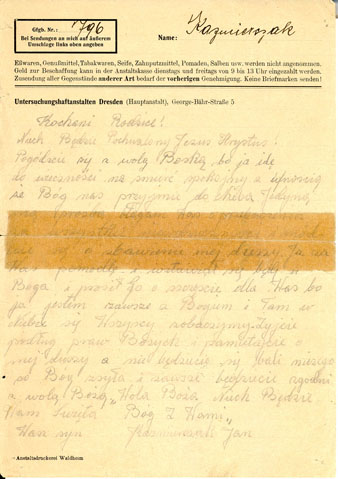 Jan Kaźmierczaks Abschiedsbrief an seine Eltern