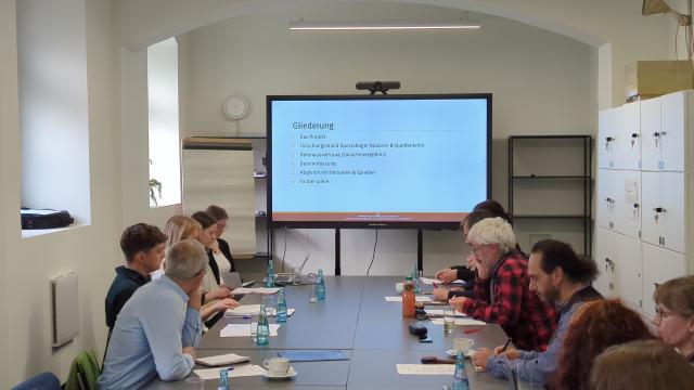 Präsentation während des Arbeitstreffens