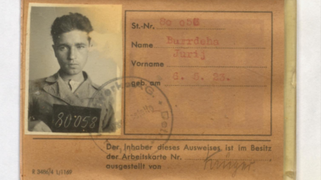 Arbeitsausweis der Zittwerke, ausgestellt für Jurij Burrdeha (SächsHStA Dresden)