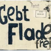 Protestzettel gegen die Verurteilung Hermann Flades (BArch, MfS, AS 41/57, Bd. 3, Bl. 49)