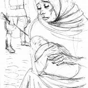 Zeichnung „Mutter mit Kind“ von Wilhelm Sprick, entstanden 1946 im Speziallager Nr. 8 in Torgau (© Archiv StSG/DIZ Torgau)