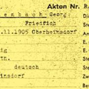 Auszug aus der Patientenkarteikarte von Friedrich Reichenbach Auszug aus der Patientenkarteikarte von Friedrich Reichenbach