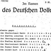 Todesurteile des Reichskriegsgerichts gegen die führenden Mitglieder der "Roten Kapelle". (© Militärhistorisches Archiv, Prag)