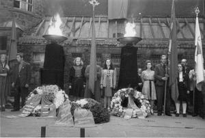 VVN-Feierstunde für die Opfer des Nationalsozialismus im Richthof am Münchner Platz, 1950