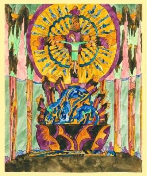 Paul Goesch, „Altar“ (Ende 1920/Anfang 1921)Gouache auf Papier. Besitz des „Freu