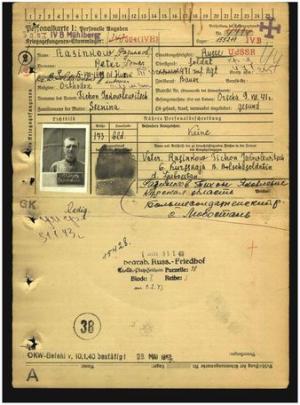 Personalkarte I des Kriegsgefangenen Peter Tichonowitsch Rasinkow