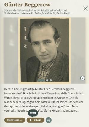 Screenshot der Website verurteiltundvergessen.de mit Funktion der Sprachausgabe