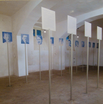 Memorial room in the Pirna-Sonnenstein Memorial, Ursula Böhmer (Berlin) 2001.